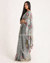 Grey Traditional Handloom Linen Jamdani Saree