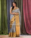 Grey Traditional Handloom Linen Saree