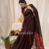 Handloom Linen Saree In Black And Red Stripes angoshobha