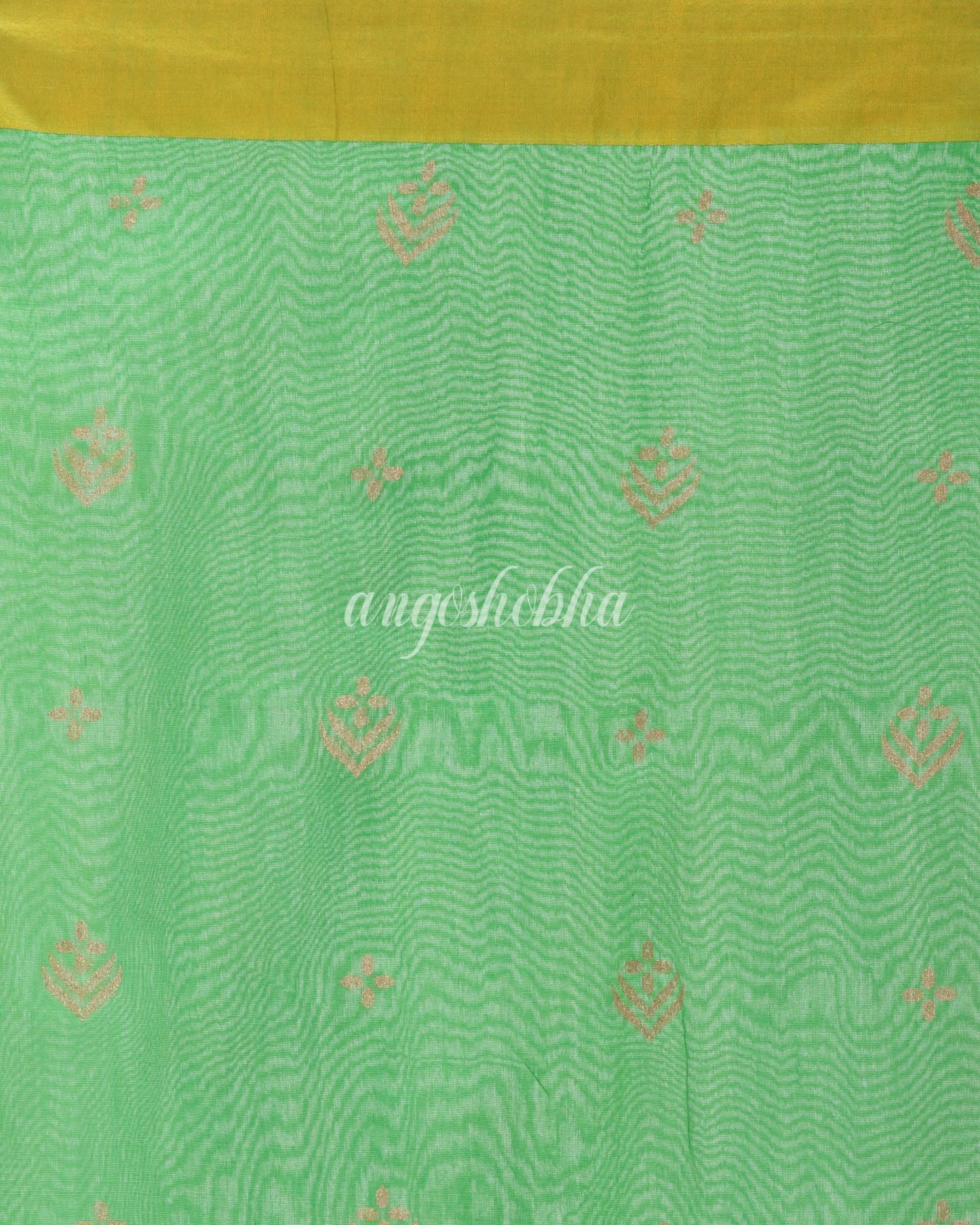 Handwoven Printed Festive Cotton Blend Saree (Blue Green) angoshobha