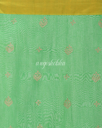 Handwoven Printed Festive Cotton Blend Saree (Blue Green) angoshobha