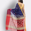 Handwoven Printed Festive Cotton Blend Saree (Blue Red) angoshobha
