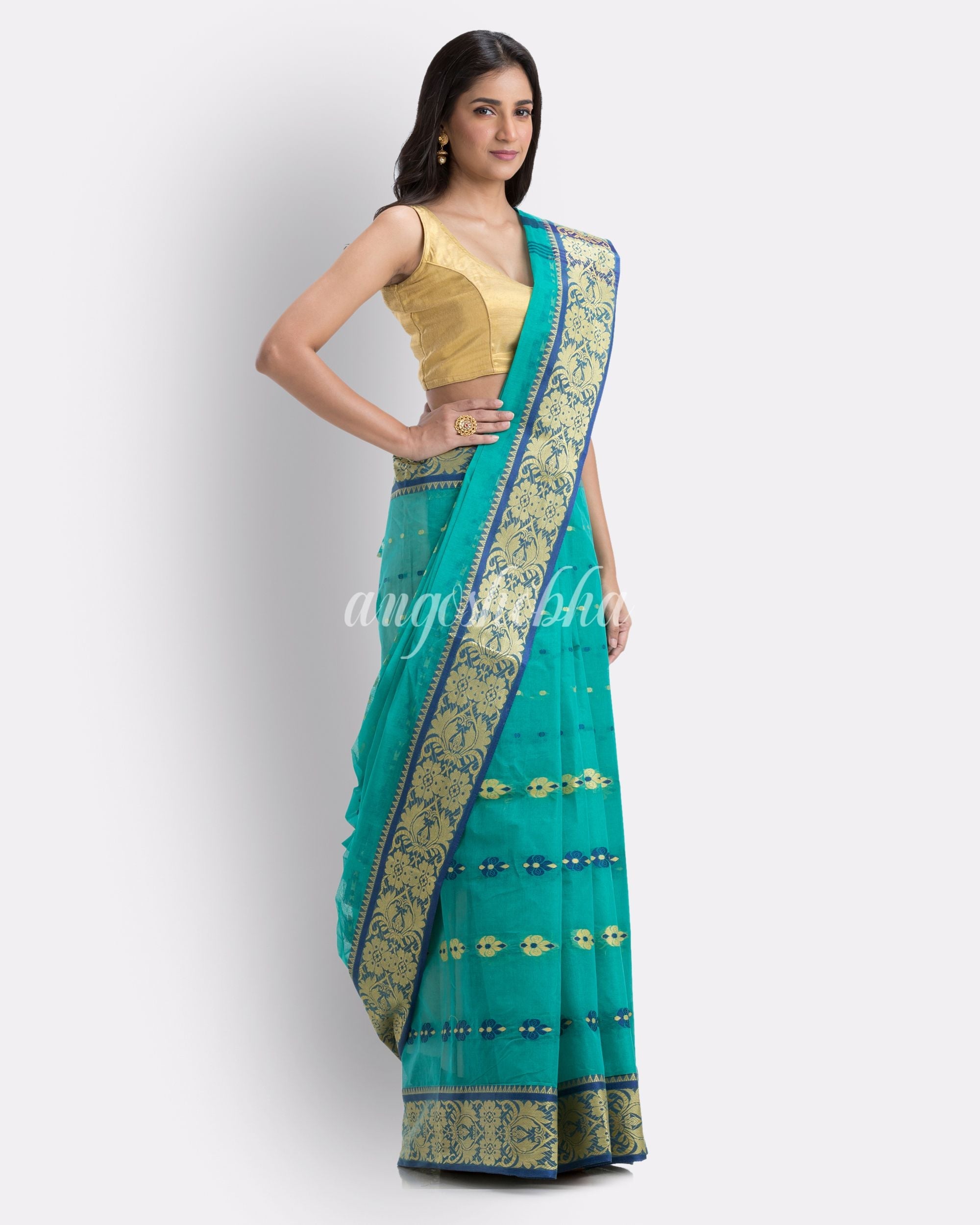 Turquoise Tant Cotton Saree