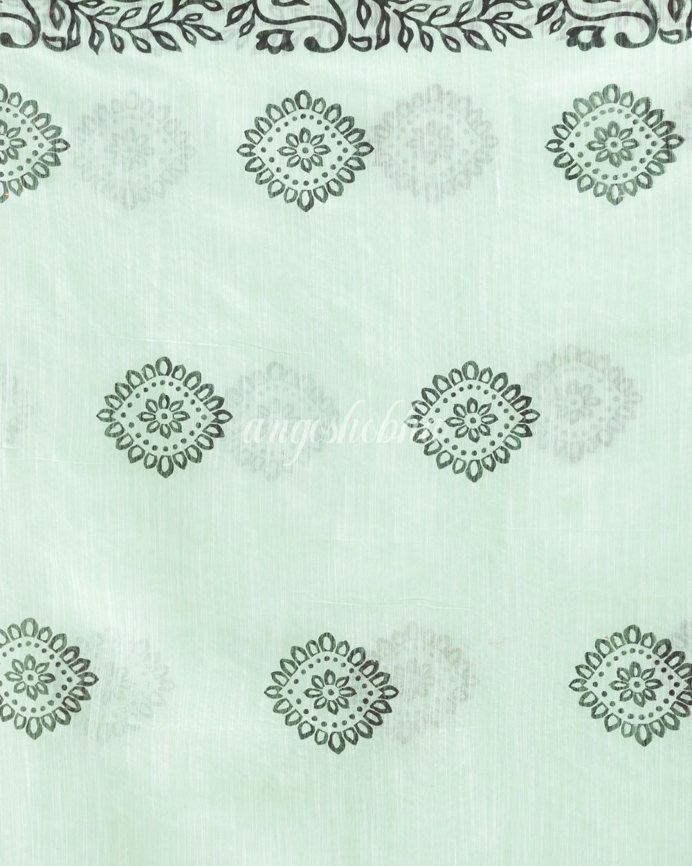 Indian women pale green festive cotton blend saree angoshobha