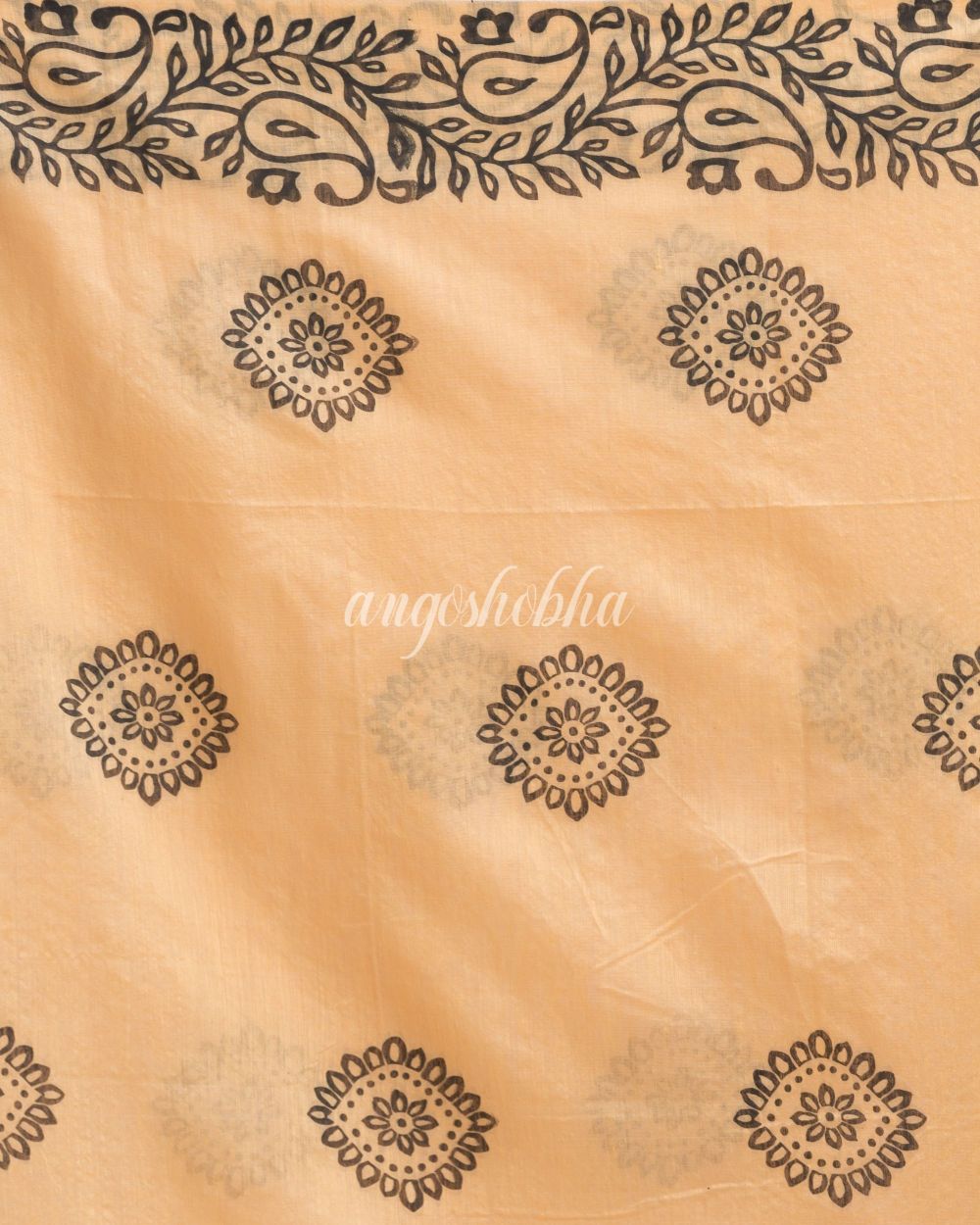 Indian women peach festive cotton blend saree angoshobha