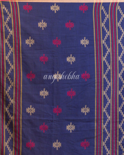 Indigo Cotton Jamdani Saree angoshobha