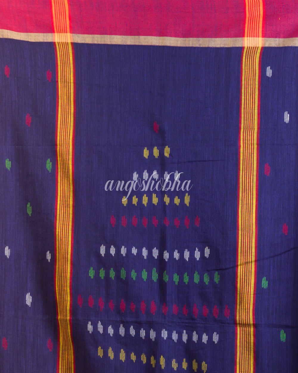 Indigo Cotton Jamdani Saree angoshobha