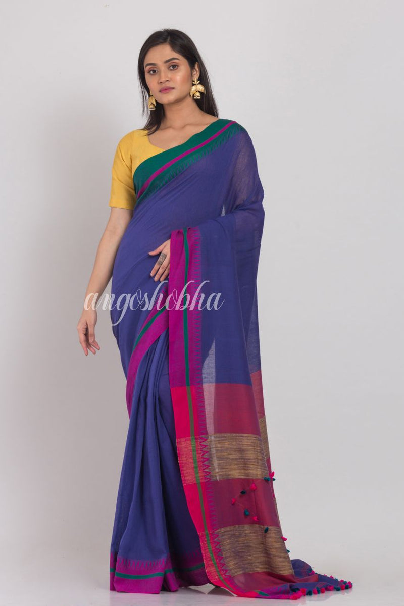 Indigo Handloom Cotton Saree