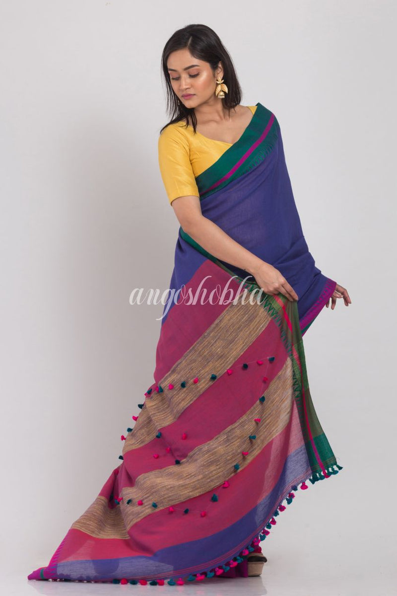 Indigo Handloom Cotton Saree