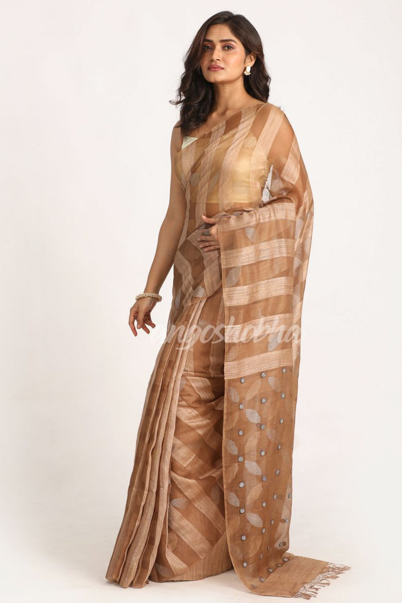 Matka Silk Handloom Traditional Sequin Jamdani Saree