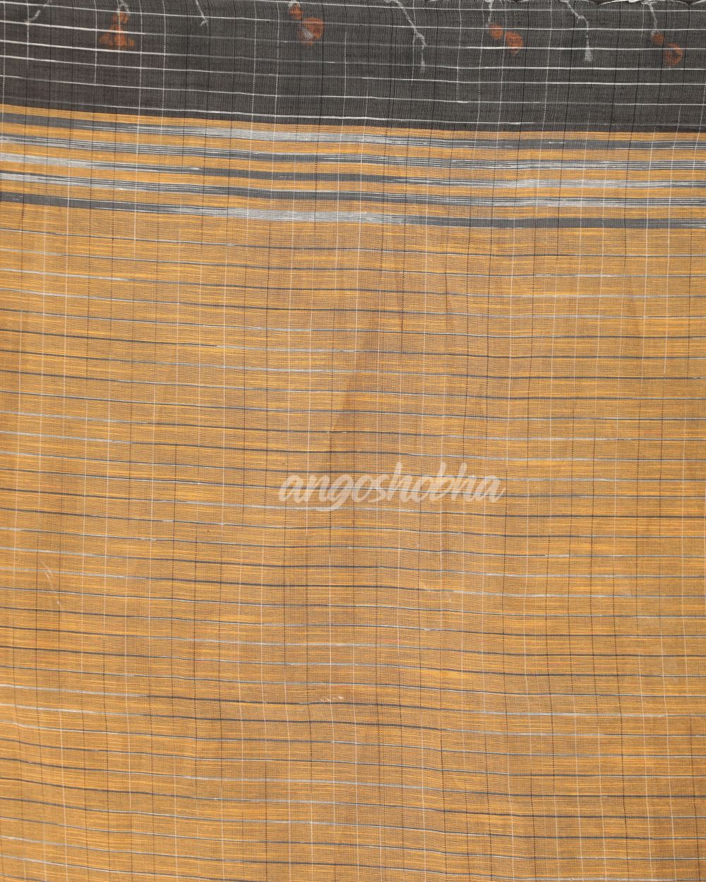 Kotki Border Deep Grey Cotton Blend Handloom Saree angoshobha