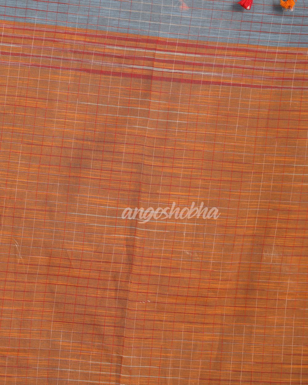 Kotki Border Deep Grey Cotton Blend Handloom Saree angoshobha