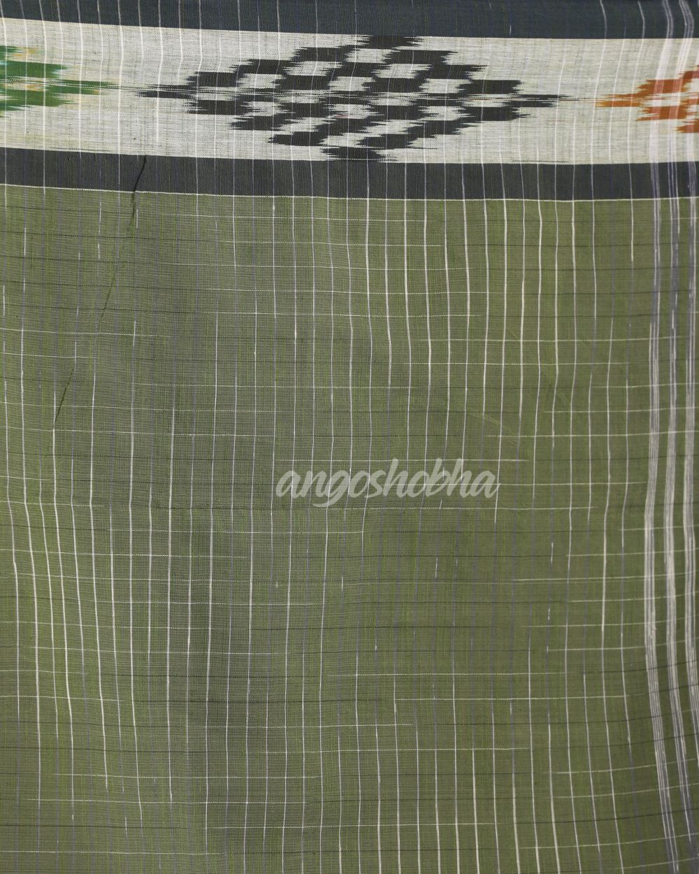 Kotki Border Light Blue Cotton Blend Handloom Saree angoshobha