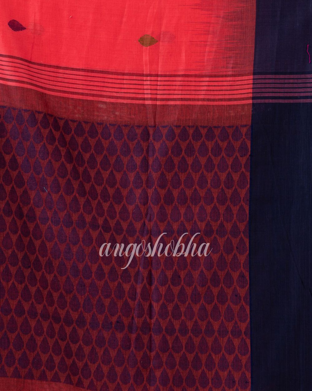 Light Fuchia Cotton Tangail Festive Saree angoshobha