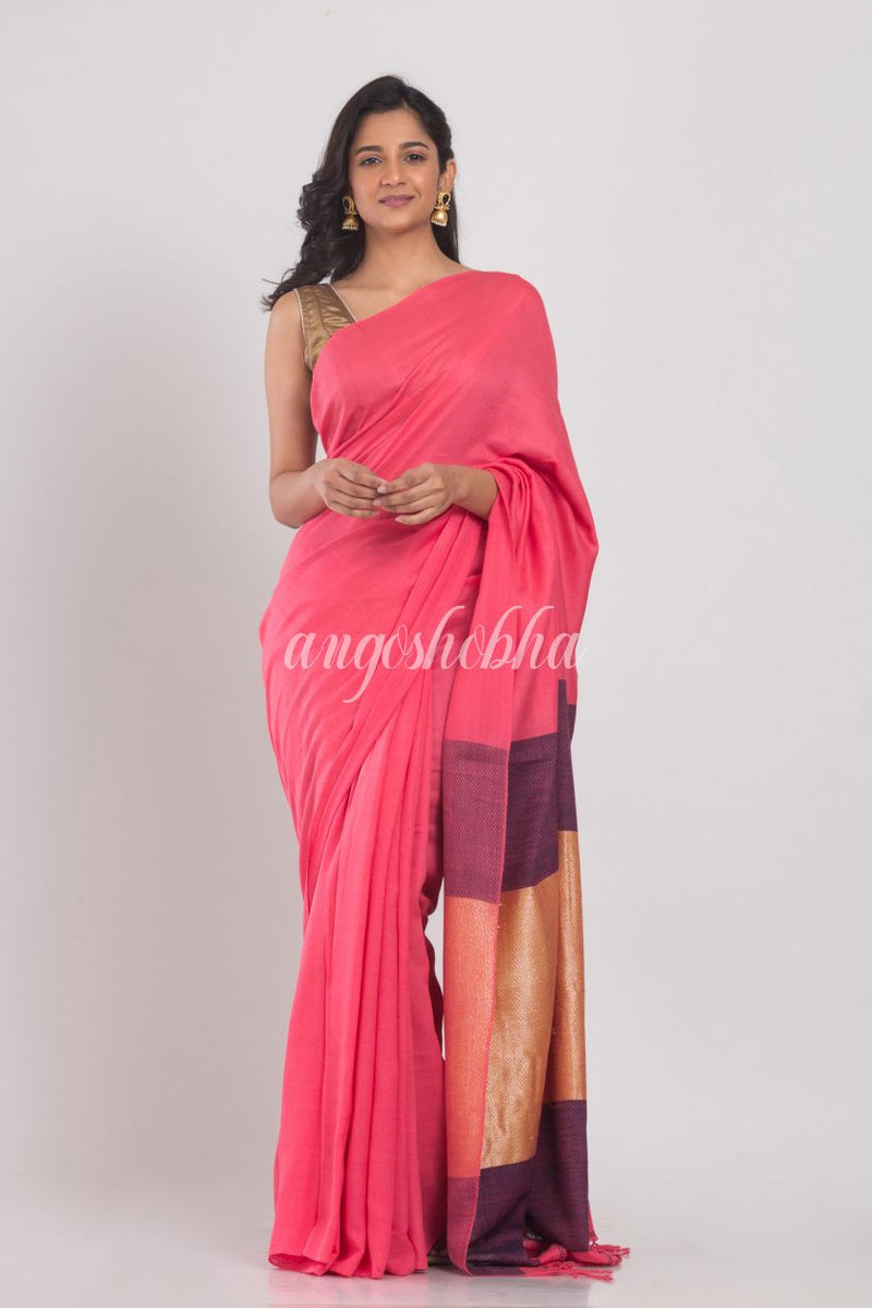Light Pink Jacquard Woven Cotton Saree