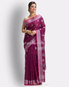 Magenta Cotton Blend Handloom Jamdani Saree