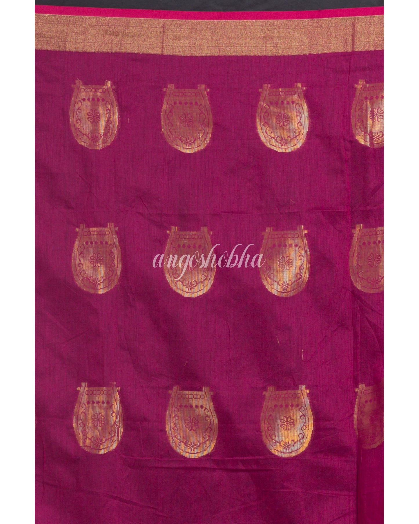 Magenta Cotton Silk Handloom Saree angoshobha