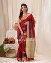 Maroon Cotton Blend Traditional Jamdani Saree