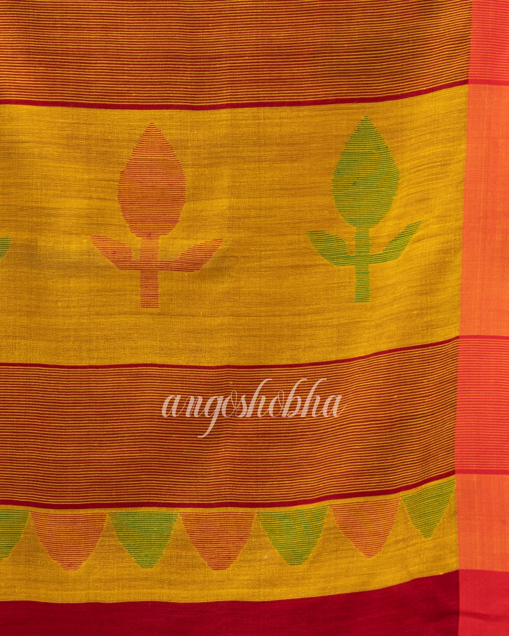 Maroon Cotton Blend Traditional Jamdani Saree angoshobha