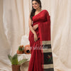 Maroon Cotton Blend Traditional Jamdani Saree angoshobha