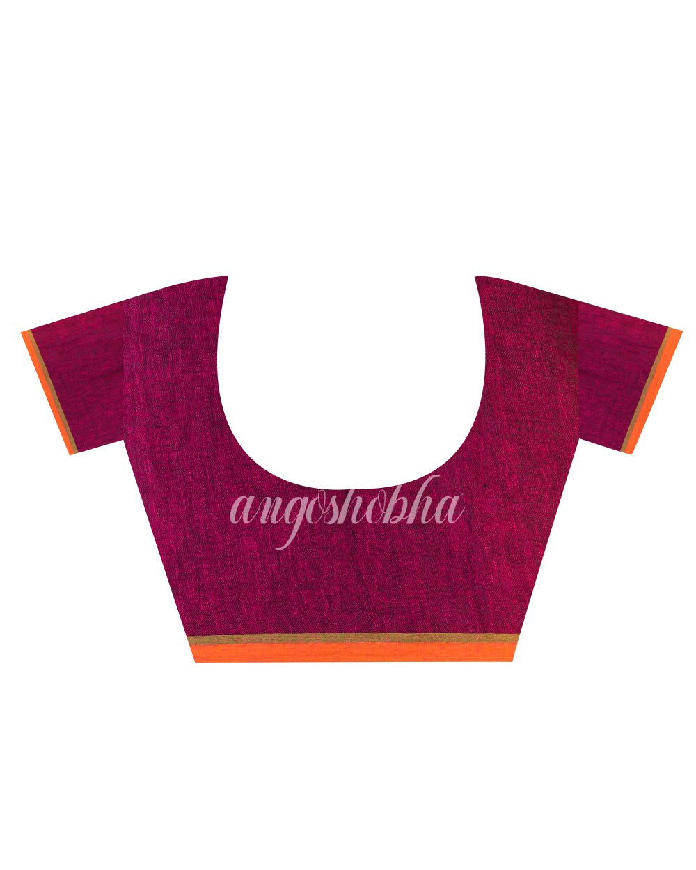Maroon Handwoven Linen Saree angoshobha