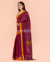 Maroon Handwoven Linen Saree