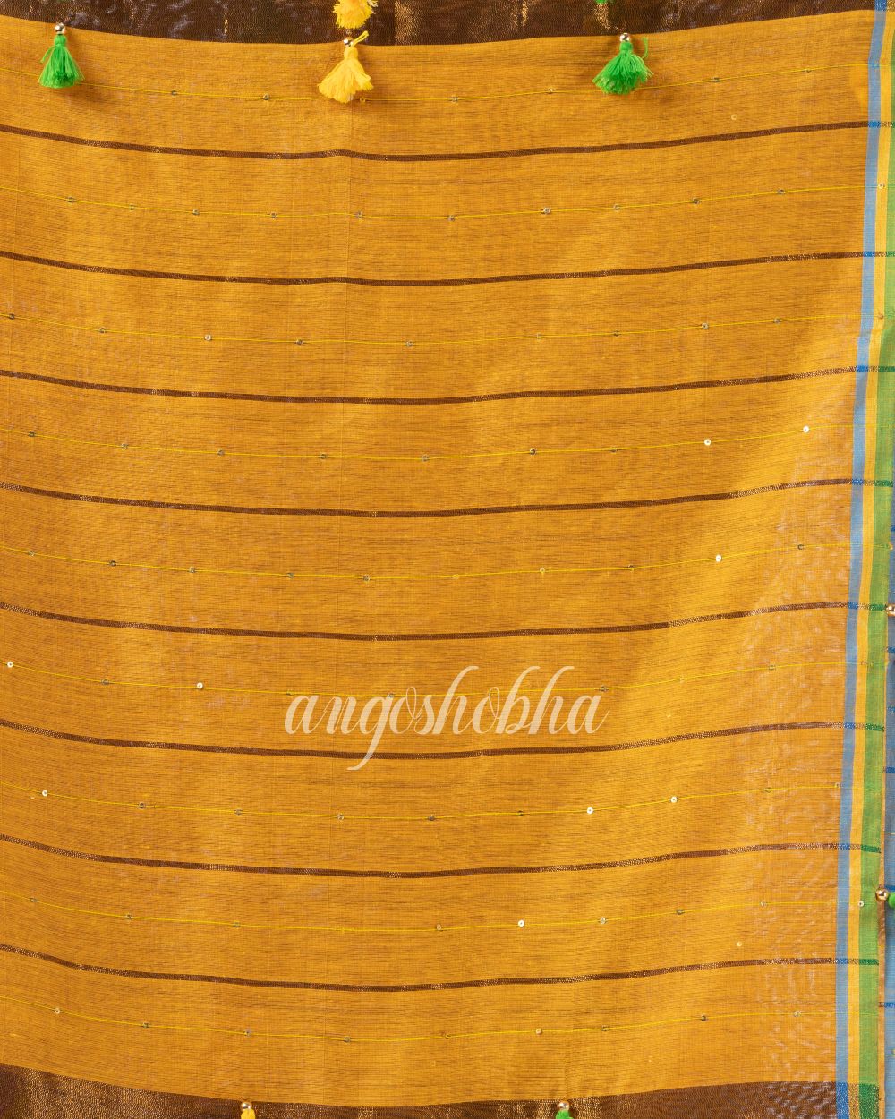 Maroon Mustard Cotton Blend Festive Handloom Saree angoshobha