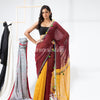 Maroon Mustard Cotton Blend Festive Handloom Saree angoshobha