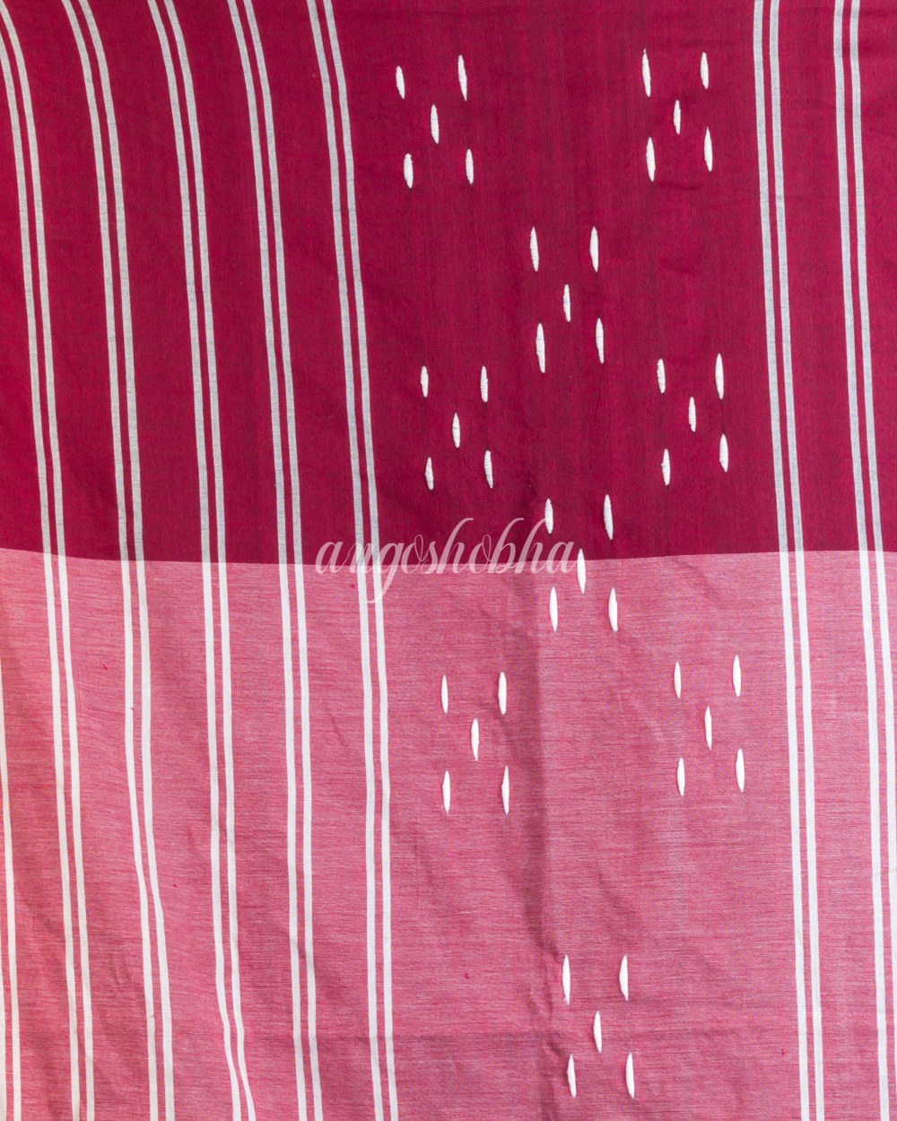 Maroon Peach Handwoven Cotton Saree angoshobha
