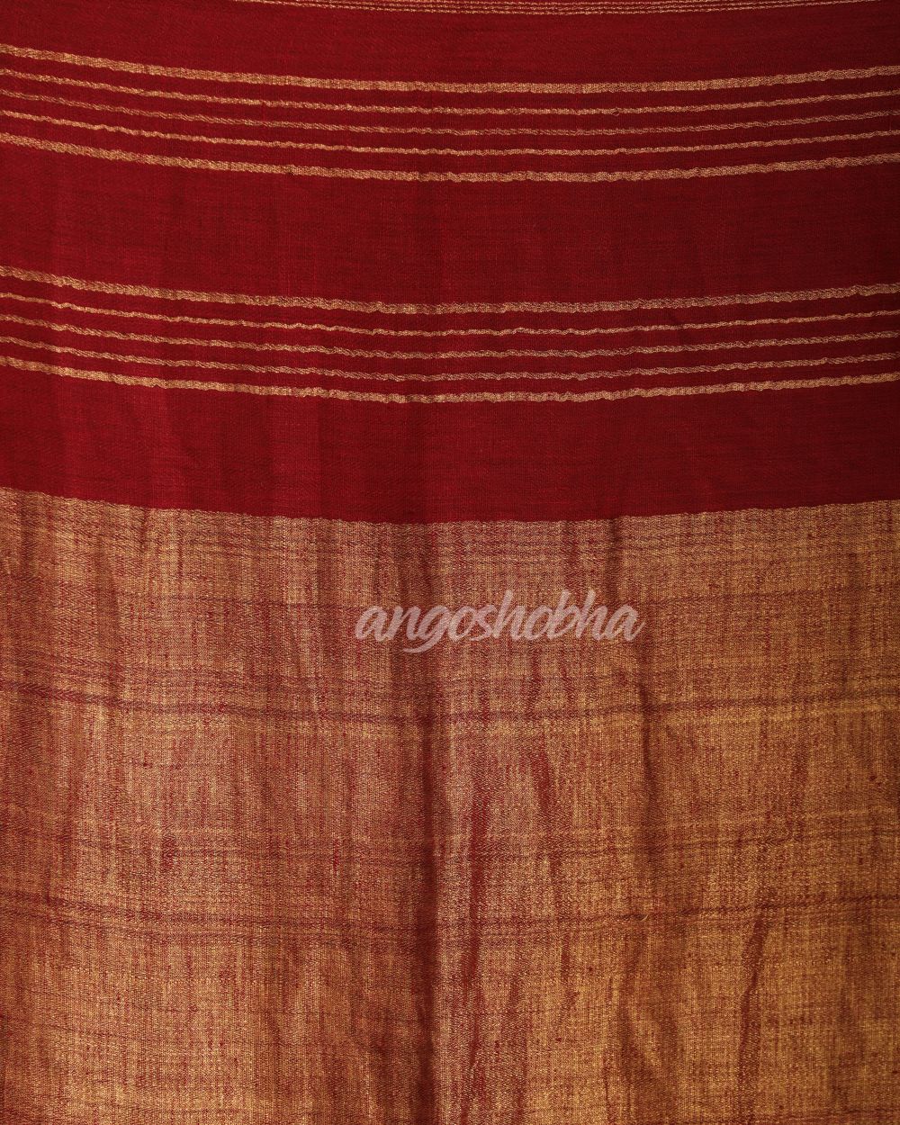 Maroon Traditional Handloom Linen Saree angoshobha