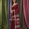 Maroon Traditional Linen Jamdani Saree angoshobha