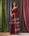 Maroon Traditional Linen Jamdani Saree