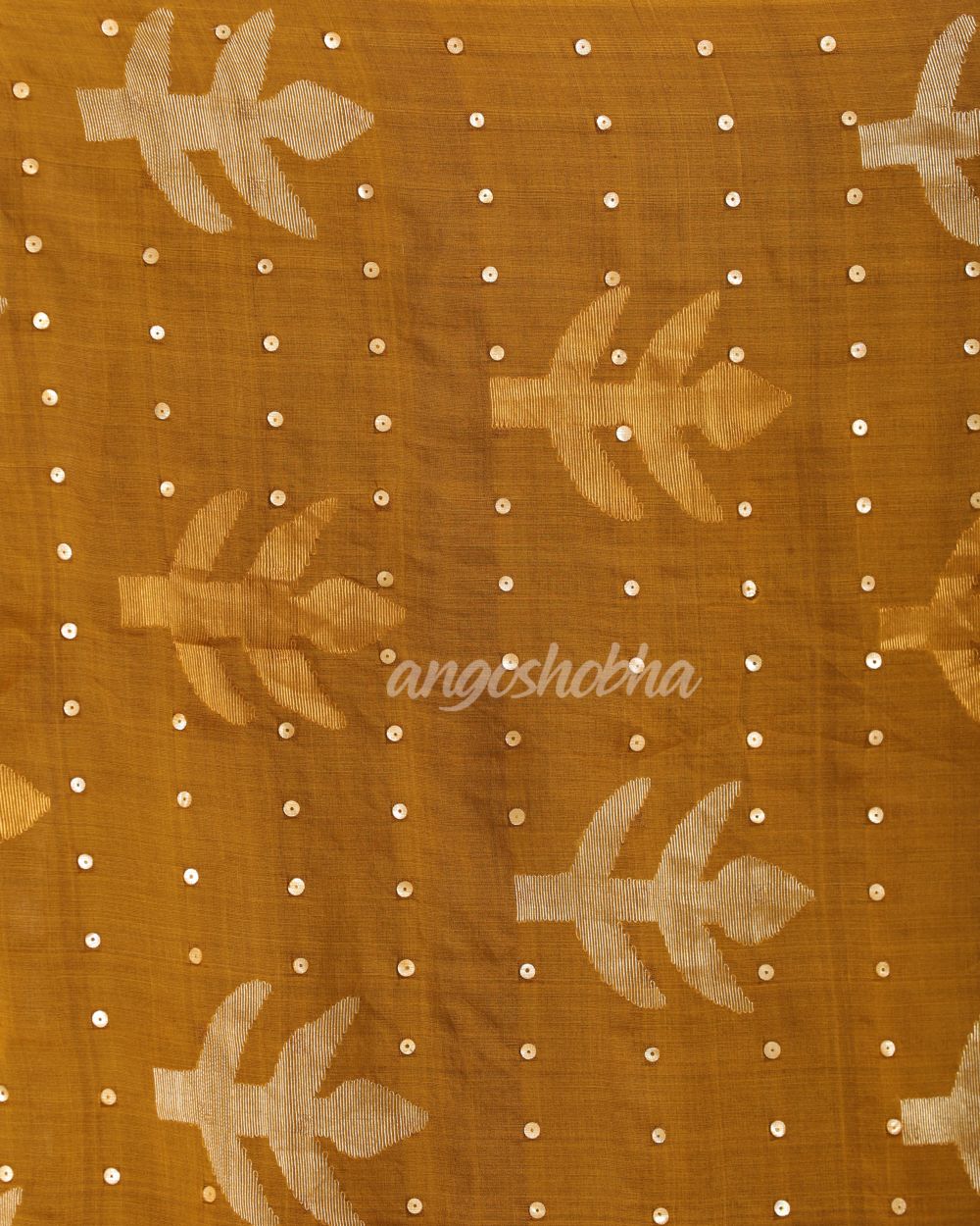 Metallic Gold Matka Silk Handloom Traditional Chumki Jamdani Saree angoshobha