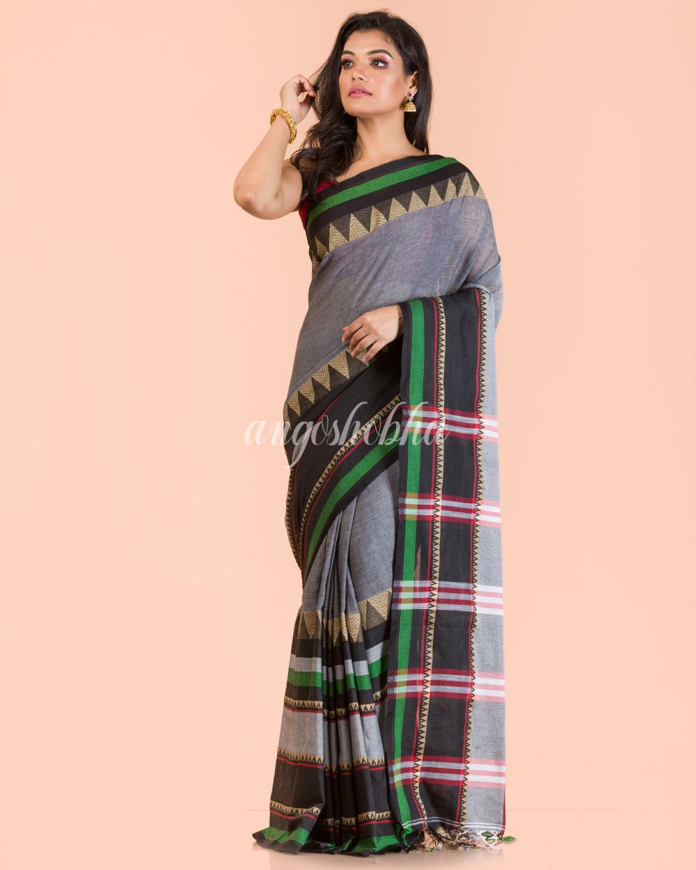 Multicolor Cotton Begampuri Saree angoshobha