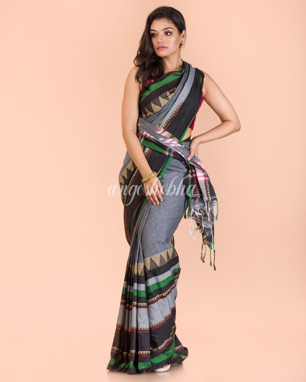 Multicolor Cotton Begampuri Saree angoshobha