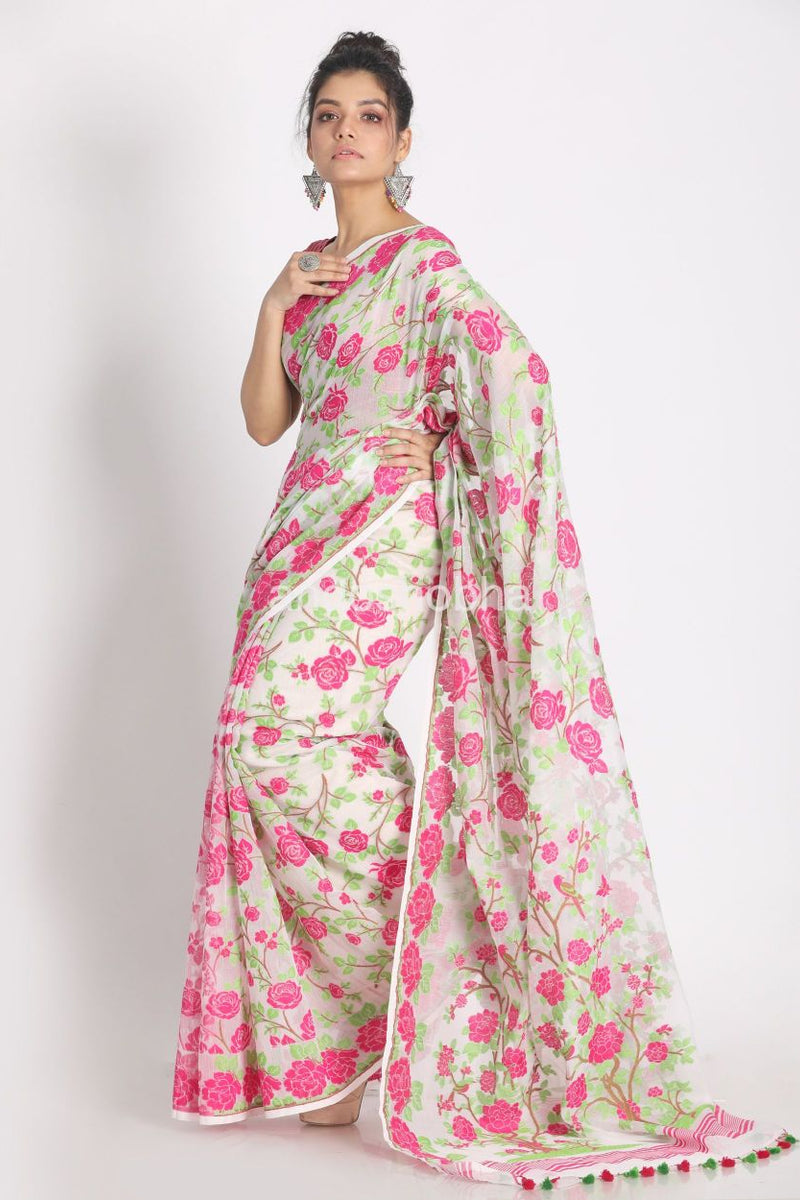 Multicolor Cotton Silk Jamdani Saree