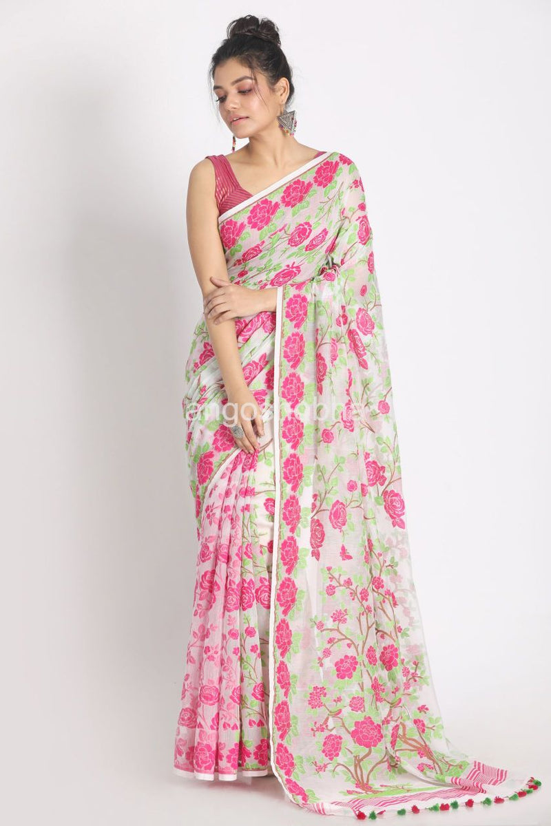 Multicolor Cotton Silk Jamdani Saree