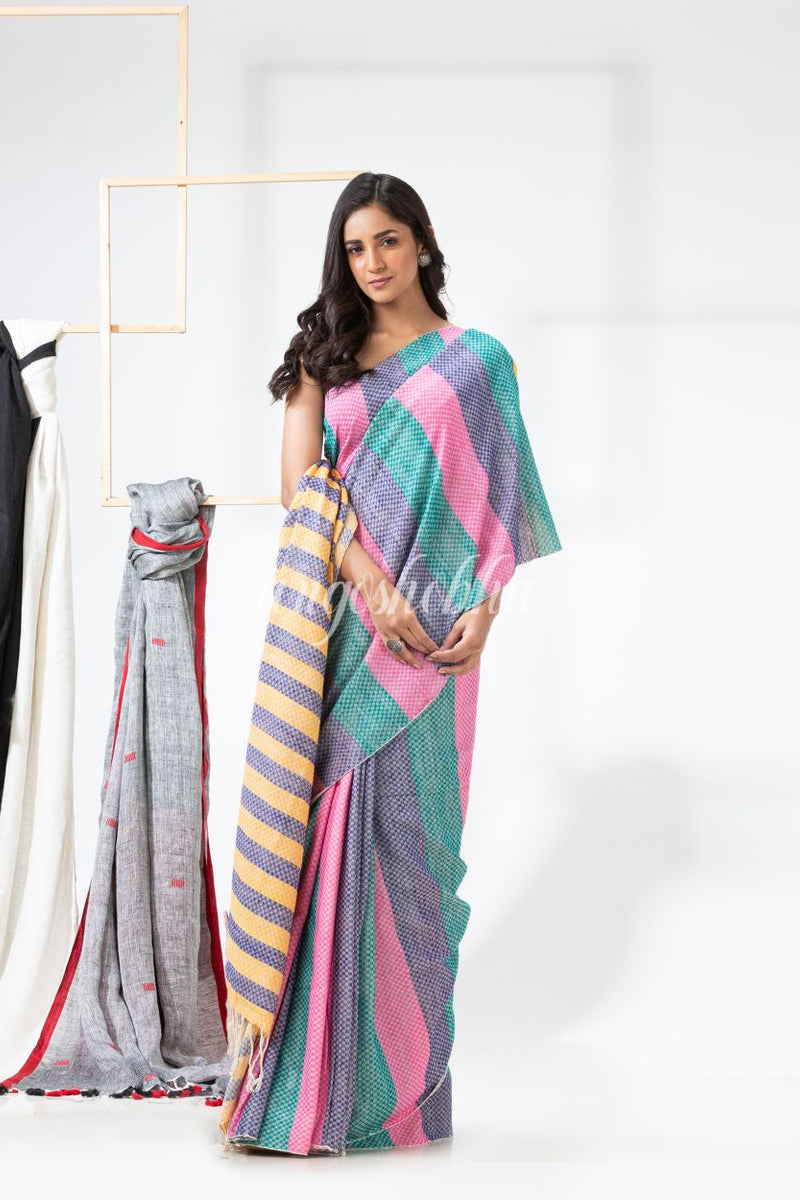 Multicolor Festive Cotton Handloom Saree