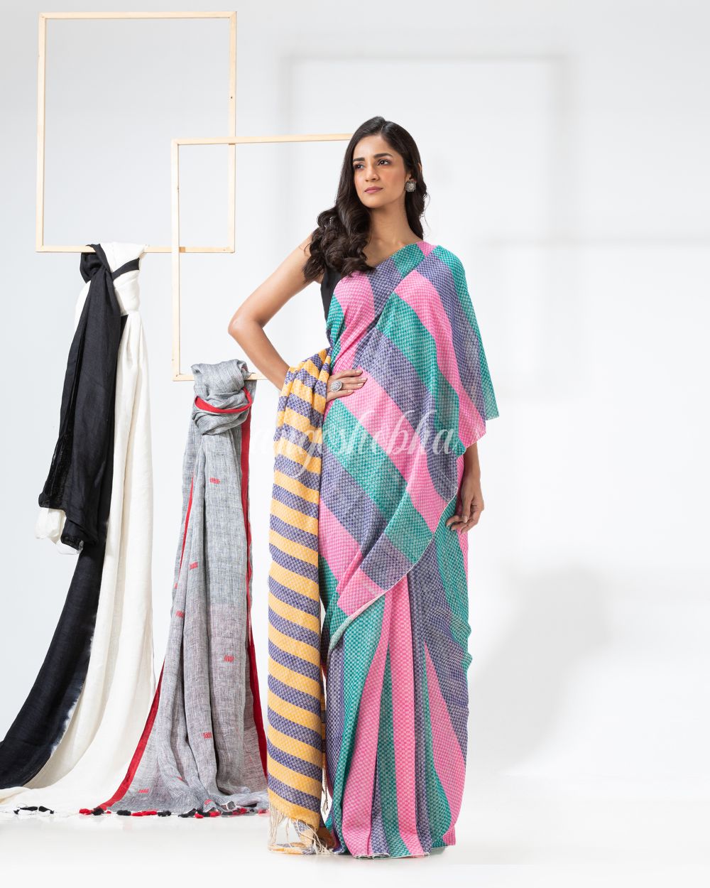 Multicolor Festive Cotton Handloom Saree angoshobha