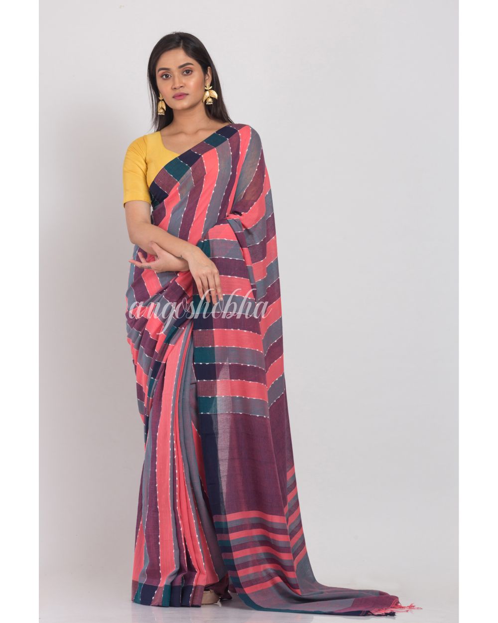 Multicolor Handloom Cotton Saree angoshobha