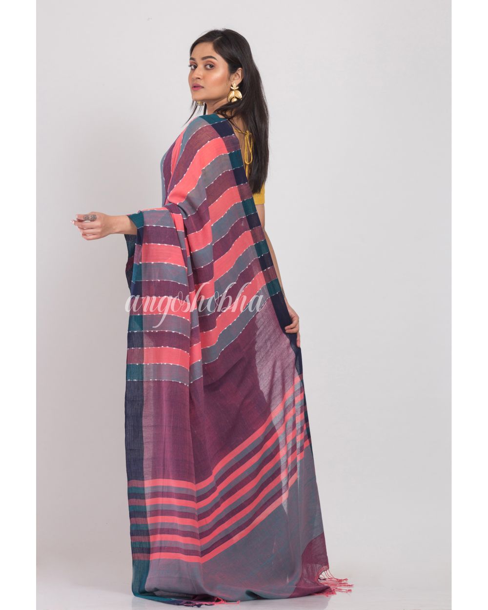 Multicolor Handloom Cotton Saree angoshobha