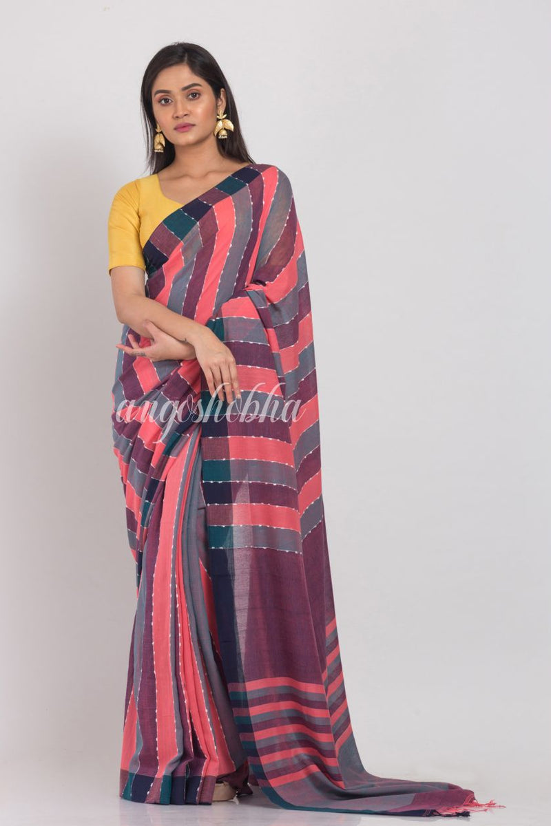 Multi colour Handloom Cotton Saree