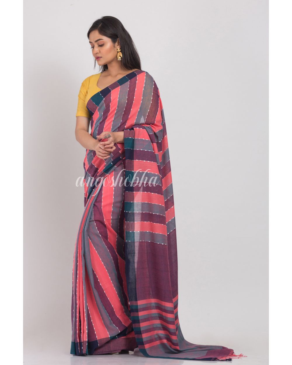 Multicolor Handloom Cotton Saree angoshobha