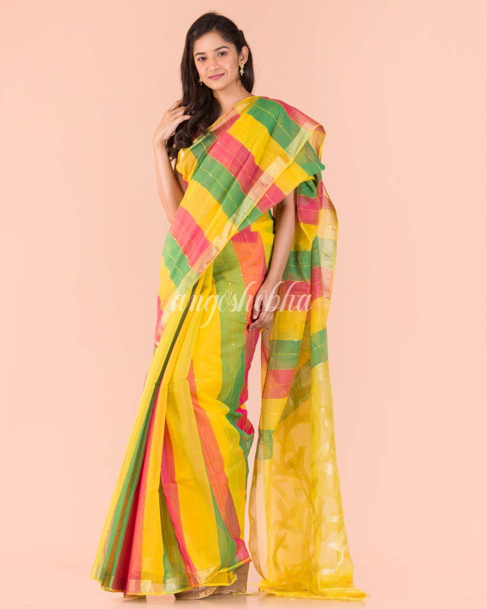 Multicolor Handwoven Cotton Saree angoshobha