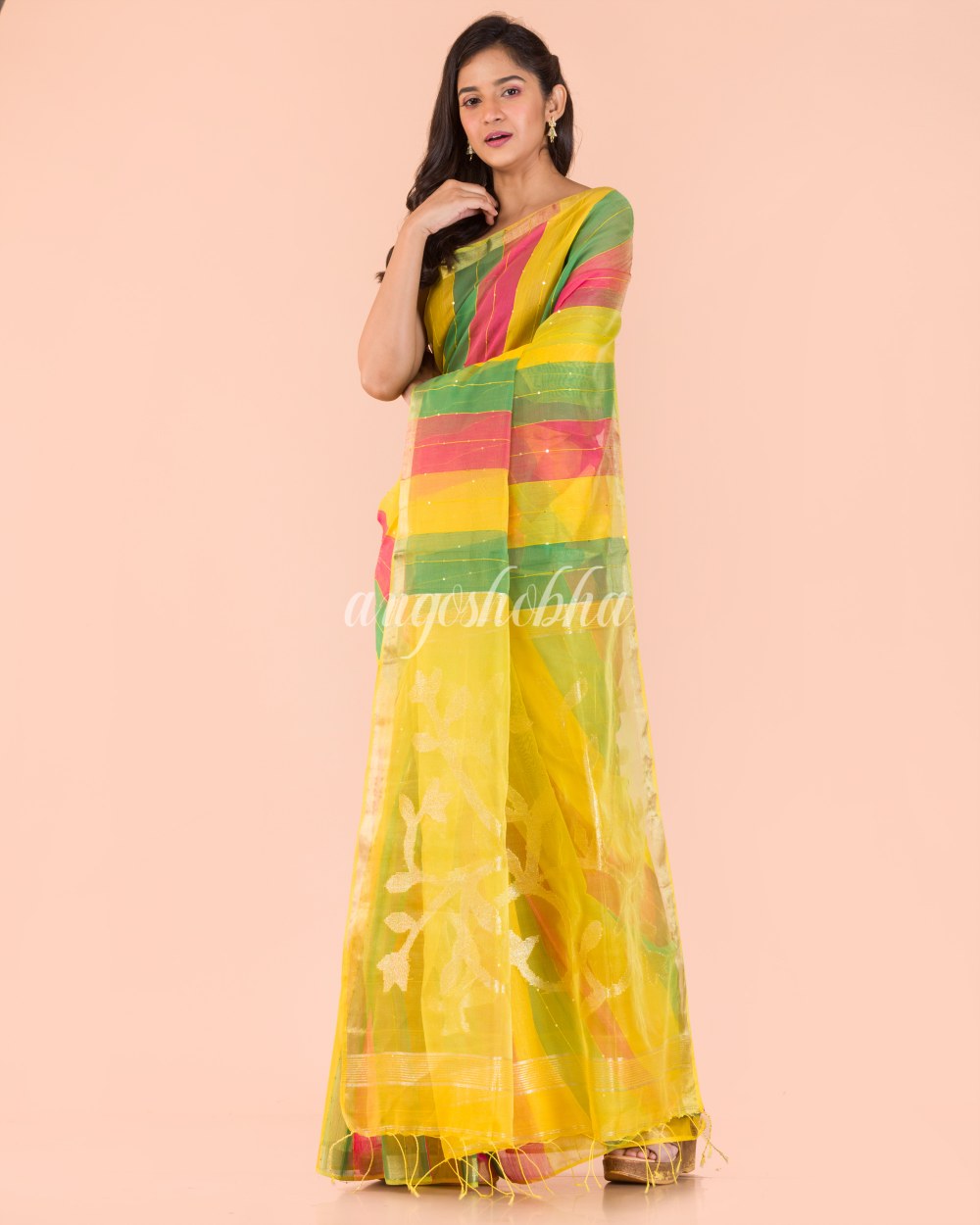 Multicolor Handwoven Cotton Saree angoshobha