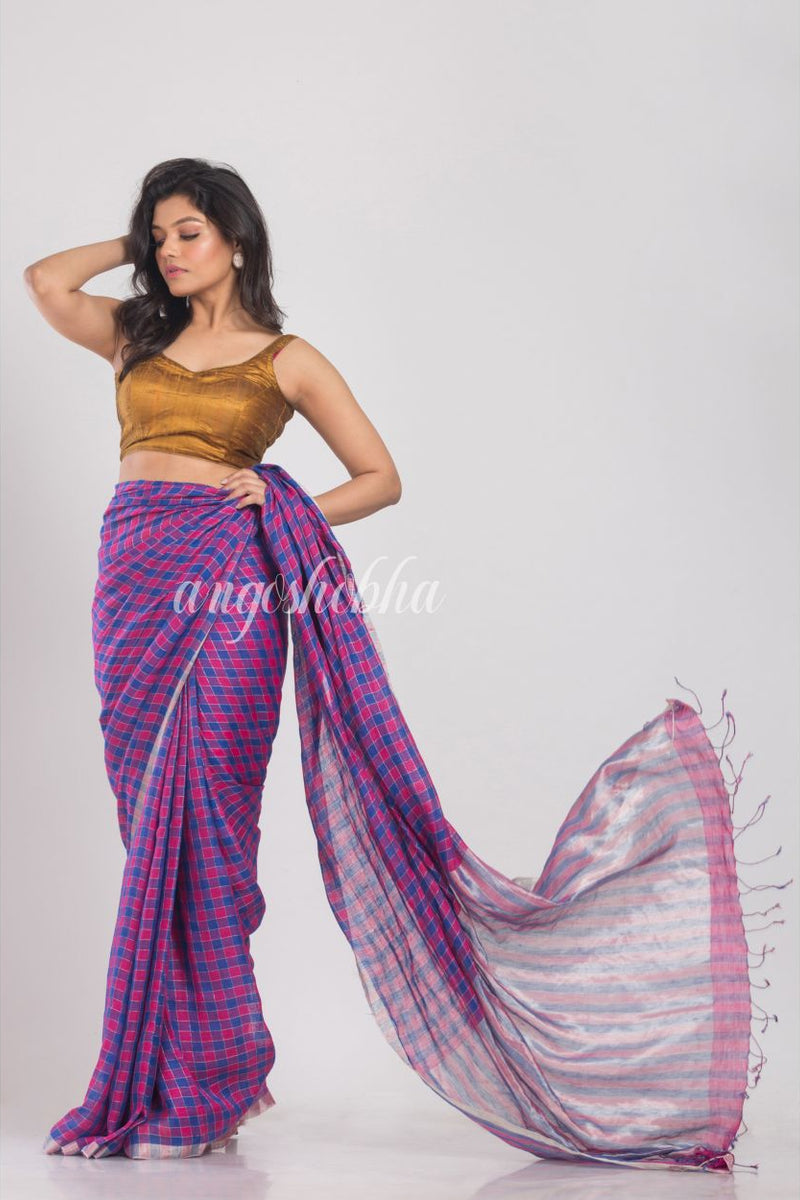 Multicolor Handwoven Linen Saree