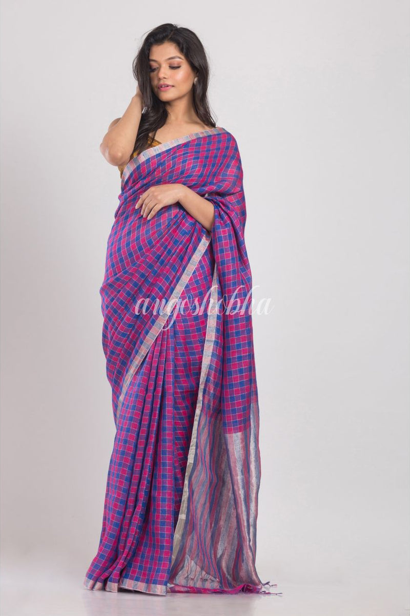 Multicolor Handwoven Linen Saree