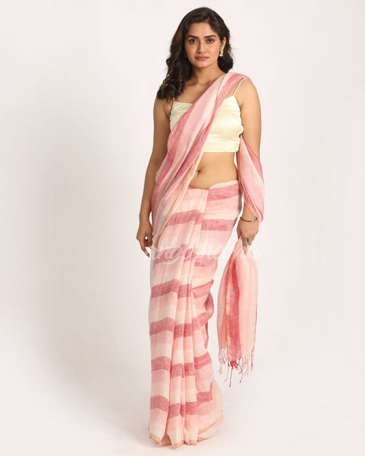 Multicolour Check Traditional Handloom Linen Saree angoshobha