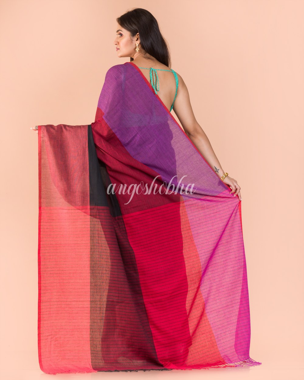 Multicolour Handwoven Cotton Saree angoshobha