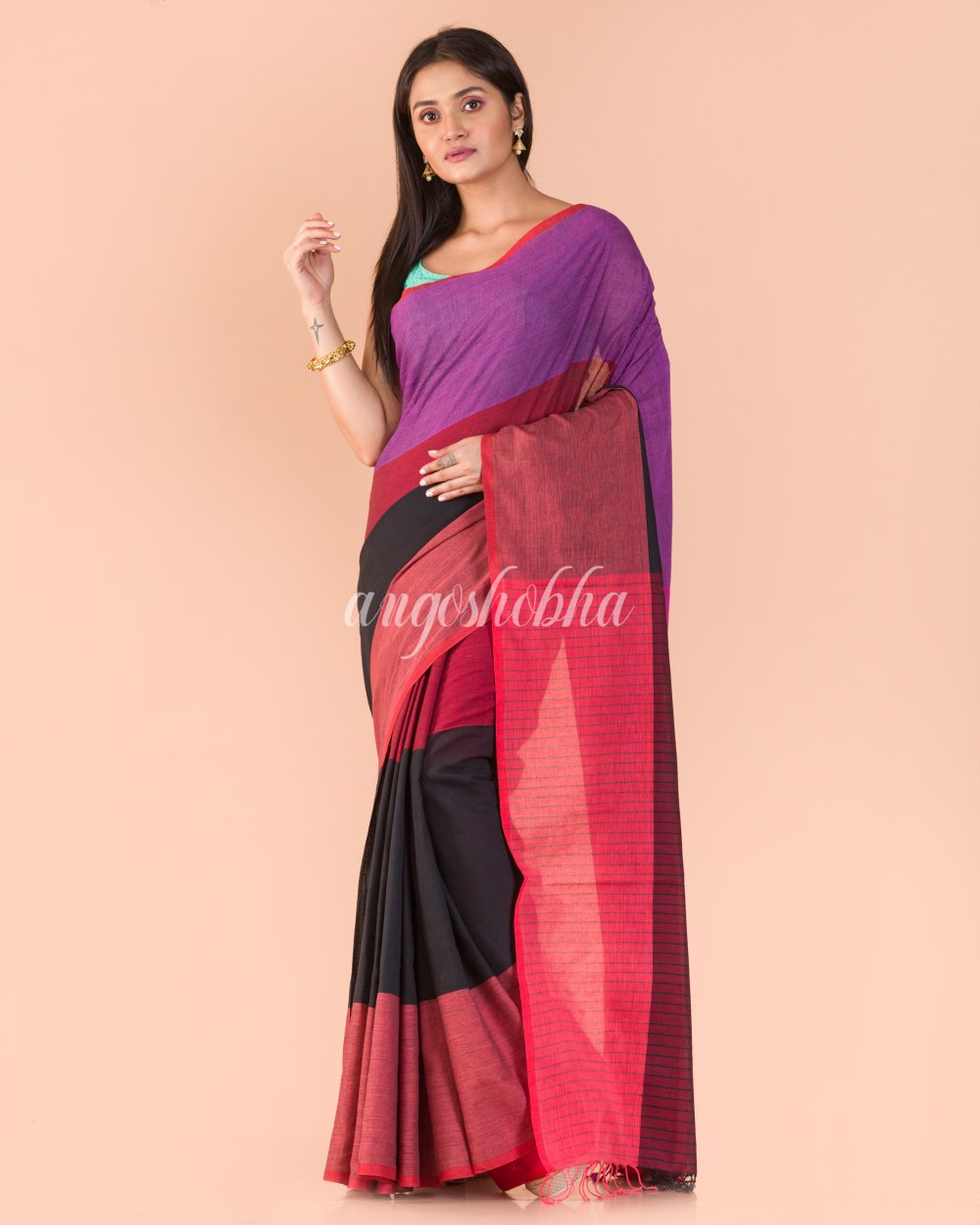 Multicolour Handwoven Cotton Saree angoshobha